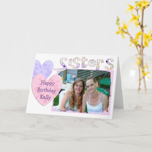 De roze en Paarse Gelukkige Kaart van de (Gele Bloem)