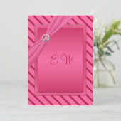 De roze en Rode Uitnodiging Met monogram van de (Staand voorkant)