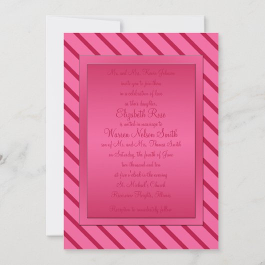 De roze en Rode Uitnodiging Met monogram van de (Achterkant)