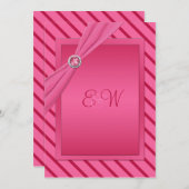 De roze en Rode Uitnodiging Met monogram van de (Voorkant / Achterkant)