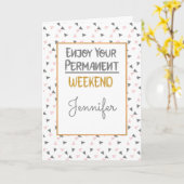 De roze en Witte Uittredingsfelicitaties Kaart (Gele Bloem)