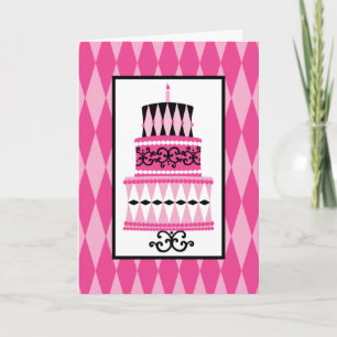 De roze en Zwarte Cake van de Partij Kaart