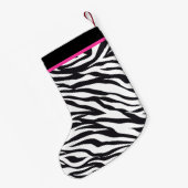 De roze en Zwarte Gestreepte Kous van het Monogram Kleine Kerstsok (Achterkant (Hangend))