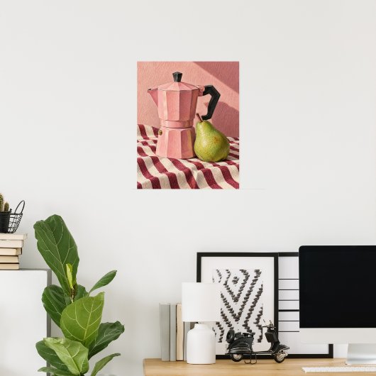 De Roze Espresso Pot Kunstprint Poster (Thuiskantoor)