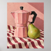 De Roze Espresso Pot Kunstprint Poster (Voorkant)