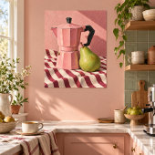 De Roze Espresso Pot Kunstprint Poster