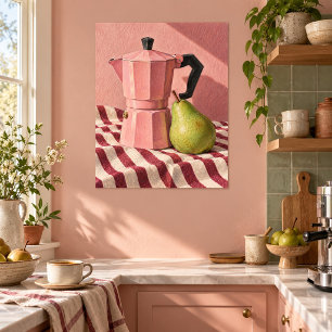 De Roze Espresso Pot Kunstprint Poster