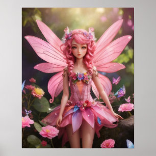 De roze fee   Fantasy digitale kunst Poster