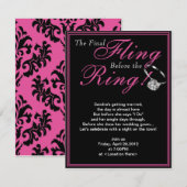 De roze finale uitnodiging van de Fling Bacheloret (Voorkant / Achterkant)