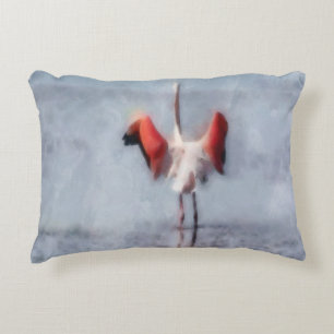 De roze Flamingo in Waterverf Accent Kussen