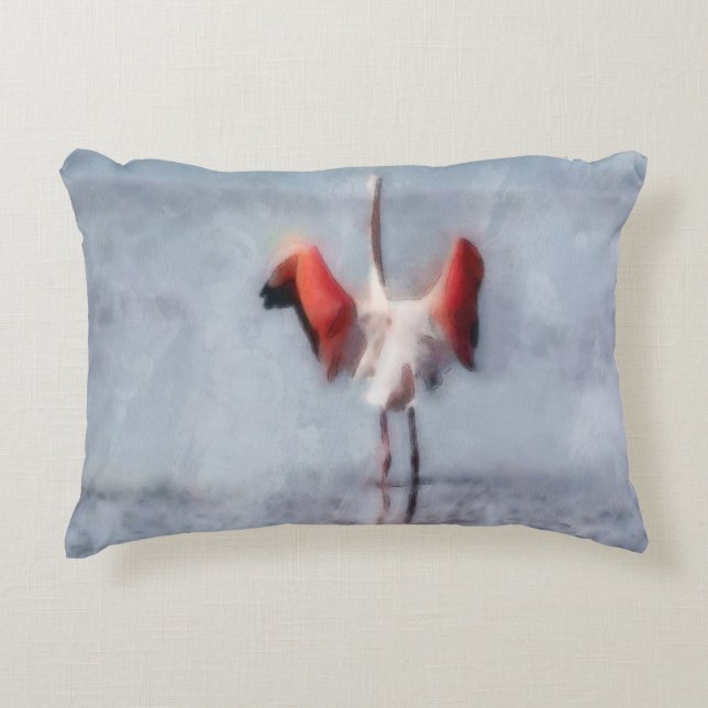 De roze Flamingo in Waterverf Accent Kussen (Voorkant)