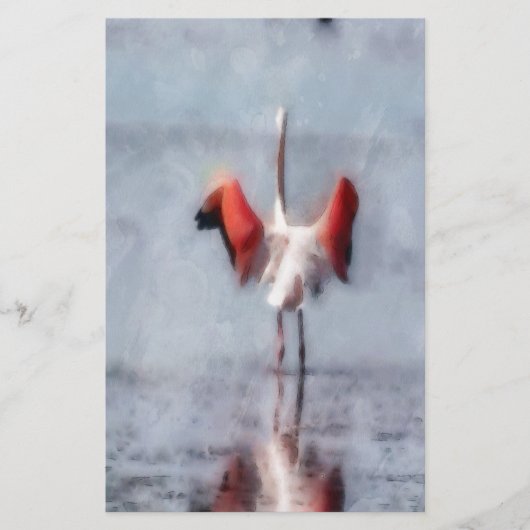 De roze Flamingo in Waterverf Briefpapier (Voorkant)