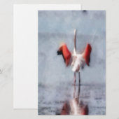 De roze Flamingo in Waterverf Briefpapier (Voorkant / Achterkant)