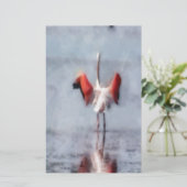 De roze Flamingo in Waterverf Briefpapier (Staand voorkant)