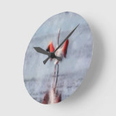 De roze Flamingo in Waterverf Ronde Klok (Hoek)
