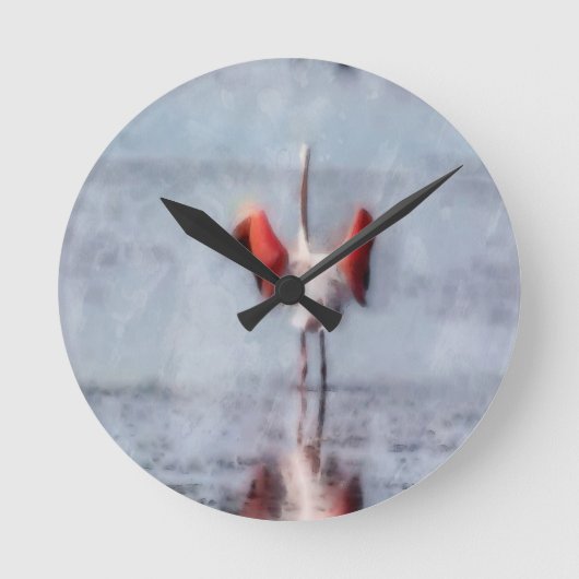 De roze Flamingo in Waterverf Ronde Klok (Voorkant)