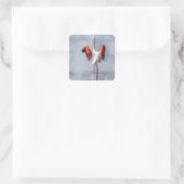 De roze Flamingo in Waterverf Vierkante Sticker (Tas)