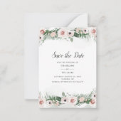 De roze Floral Blush Trendy Waterverf sparen de Da Notitiekaartje (Voorkant)