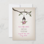 De roze Floral LantaarnBoom sparen de Datum Save The Date (Voorkant)