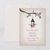 De roze Floral LantaarnBoom sparen de Datum Save The Date (Voorkant / Achterkant)