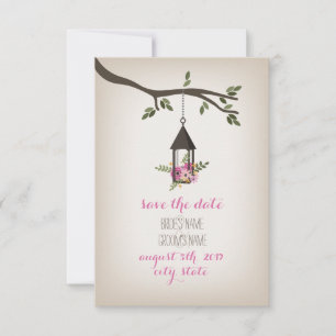 De roze Floral LantaarnBoom sparen de Datum Save The Date