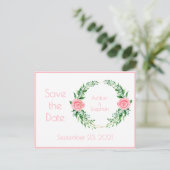 De roze Floral Waterverf Eenvoudig sparen de Datum Aankondigingskaart (Staand voorkant)