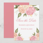 De roze Floral Waterverf trouwt sparen de Datum Save The Date (Voorkant / Achterkant)