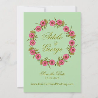 De roze Floral Wreaten sparen de Datum Save The Date