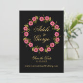 De roze Floral Wreaten sparen de Datum Save The Date (Staand voorkant)