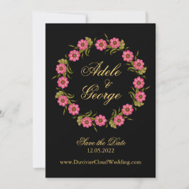 De roze Floral Wreaten sparen de Datum Save The Date