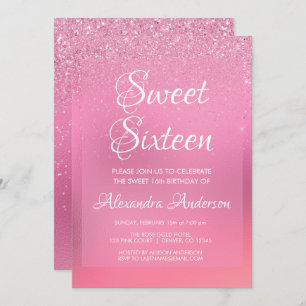 De roze Folie Girly schittert Zoete Verjaardag 16 Kaart