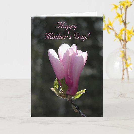 De roze Gelukkige Moederdag van de Bloem van de Kaart (Gele Bloem)