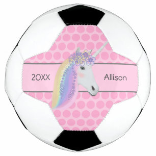 De roze Gepersonaliseerde Meisjes van de Eenhoorn Voetbal