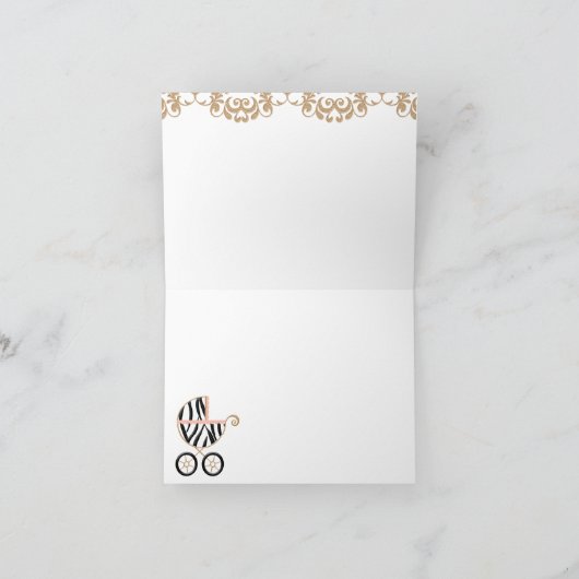 De roze Gestreepte Douche van het Vervoer van het Bedankkaart (Binnen)