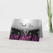 De roze Gestreepte Druk & de Boog danken u kaarden Bedankkaart (Voorkant)