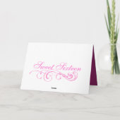 De roze Gestreepte Druk & de Boog danken u kaarden Bedankkaart (Achterkant)