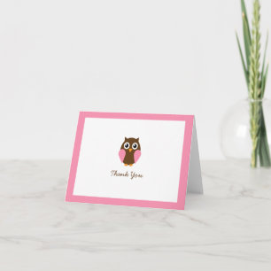 De roze Gevouwen Douane van de Uil dankt u Kaarten