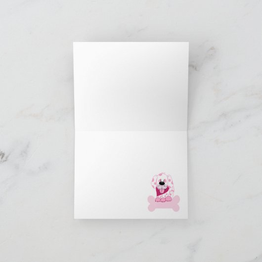 De roze Gevouwen Hond van het Puppy dankt u nota Bedankkaart (Binnen)