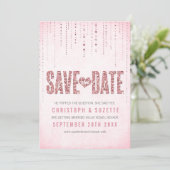 De roze glitter ziet sparen de Datum Save The Date (Staand voorkant)