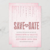 De roze glitter ziet sparen de Datum Save The Date (Voorkant / Achterkant)