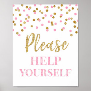 De roze Gouden Confettien te helpen gelieve Poster