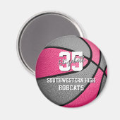 de roze grijze cadeautjes van het meisje basketbal magneet (Voorkant / Achterkant)