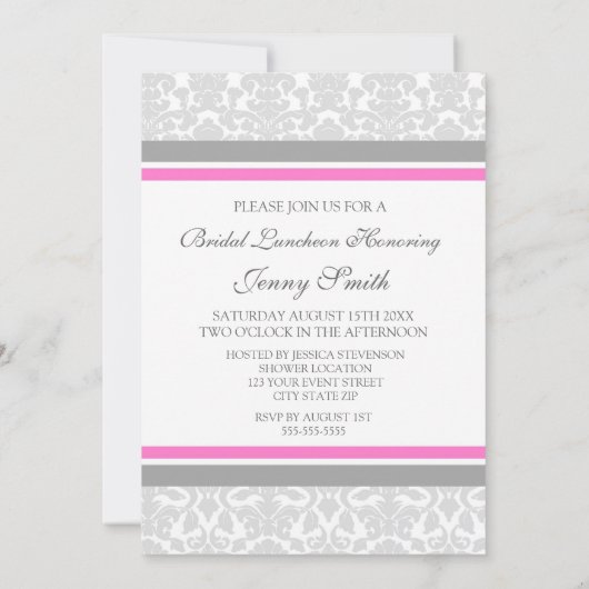 De roze Grijze Kaarten van de Uitnodiging van de (Achterkant)