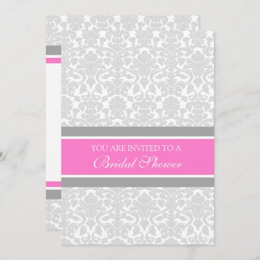 De roze Grijze Kaarten van de Uitnodiging van het (Voorkant / Achterkant)