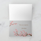 De roze & Grijze Lente van de Bloesem van de Kers Bedankkaart (Binnen)