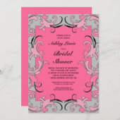 De roze Grijze Victoriaans Uitnodiging van het (Voorkant / Achterkant)