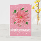 De roze Groet van Kerstmis van de Vakantie van de Kaart (Gele Bloem)