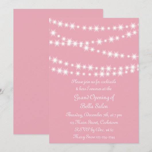 De roze grote opening Twinkle Lichten Kaart (Voorkant / Achterkant)