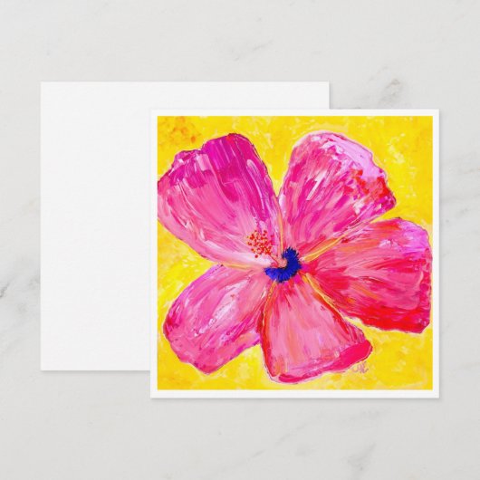 De roze Hibiscus Briefkaart (Voorkant / Achterkant)