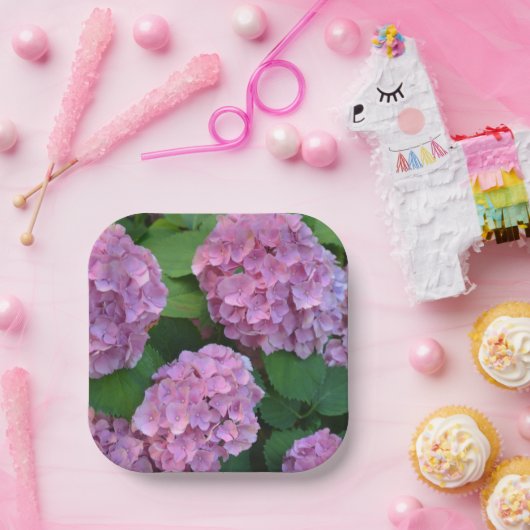 De roze Hortensia hydrangea Papieren Bordje (Feest)